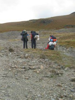 Walking acorss high fells